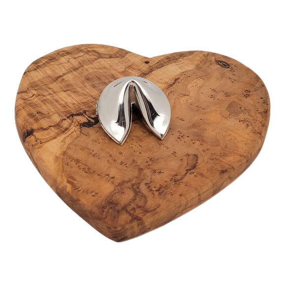 Vintage Silver Plated Fortune Cookie Trinket Box Keepsake - Picture 2 of 7